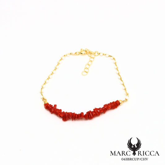 Bracelet corail cupolino et perles de résine