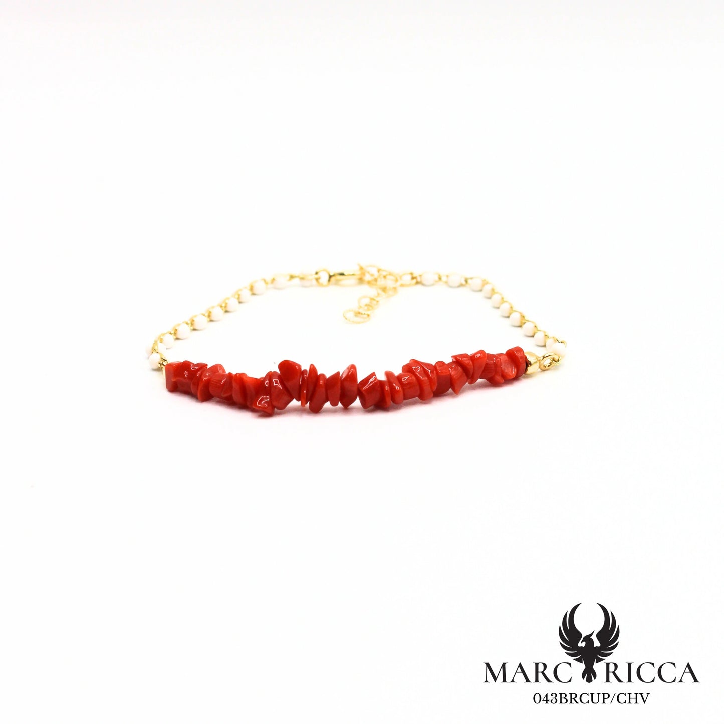 Bracelet corail cupolino et perles de résine