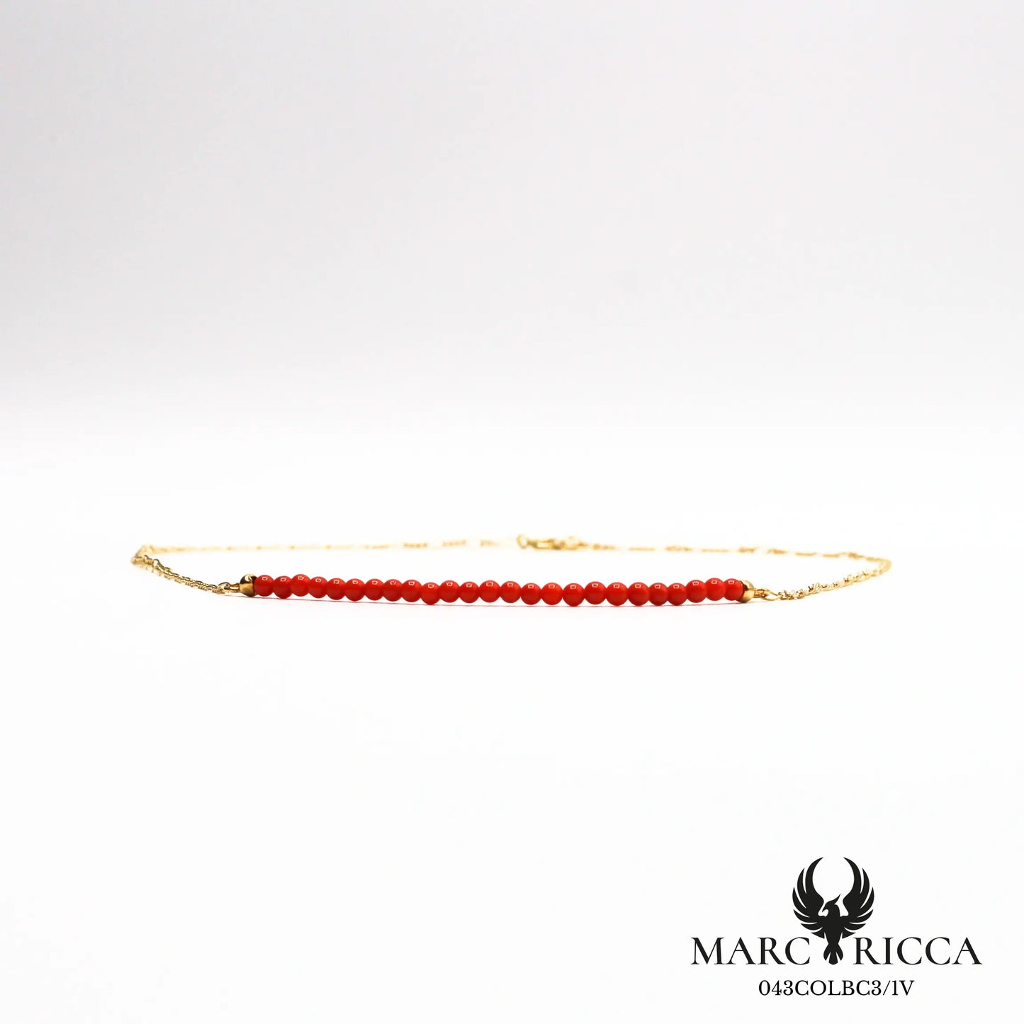 Collier chaîne en vermeil avec perles de corail