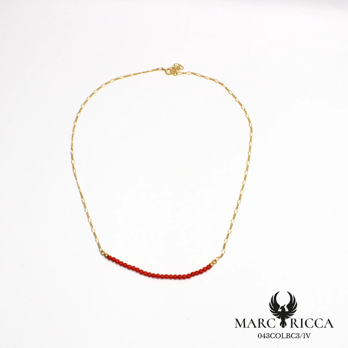 Collier chaîne en vermeil avec perles de corail