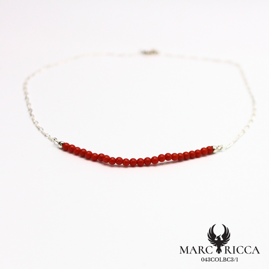 Collier chaine et perles de corail en argent