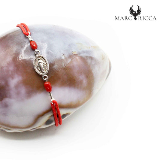 Bracelet Argent Cordon Miraculeuse & Corail