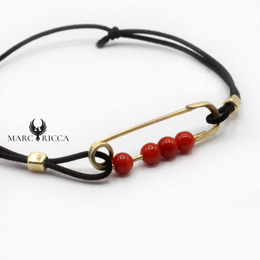 Bracelet Argent 4 Boules Corail Epingle à Nourrice
