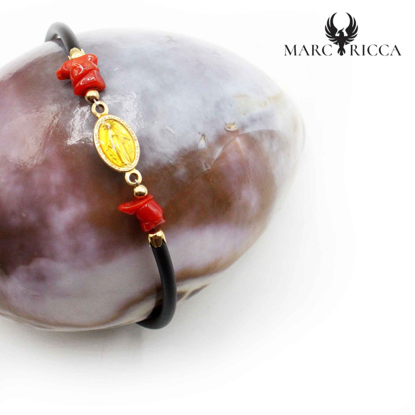 Bracelet Argent Couleur Miraculeuse & Corail Caoutchouc