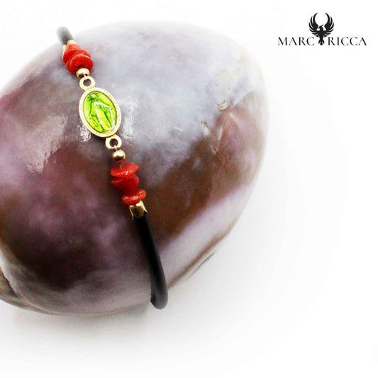 Bracelet Argent Couleur Miraculeuse & Corail Caoutchouc