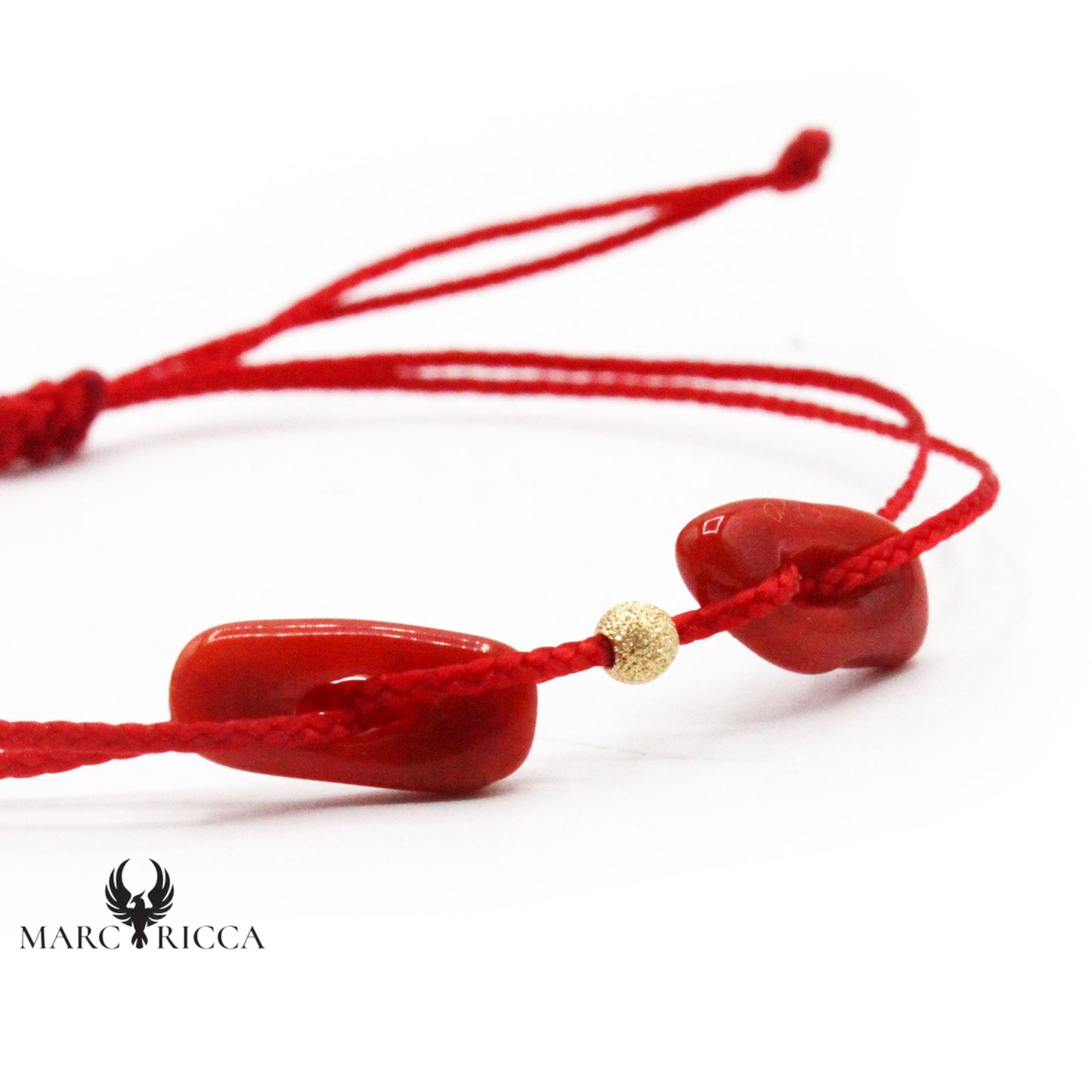 Bracelet Cordon Corail 2 Anneaux & Perle Vermeil