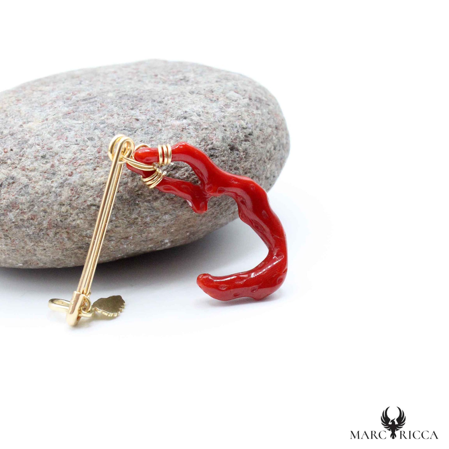 Pendentif Argent Epingle Branche de Corail & Corse Vermeil