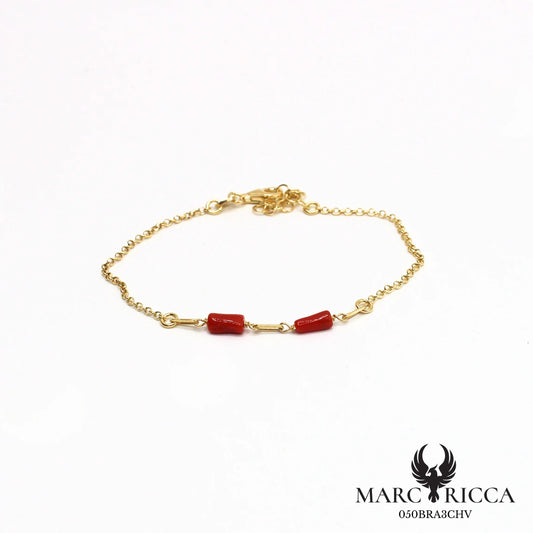 Bracelet chaîne en vermeil avec tubes de corail