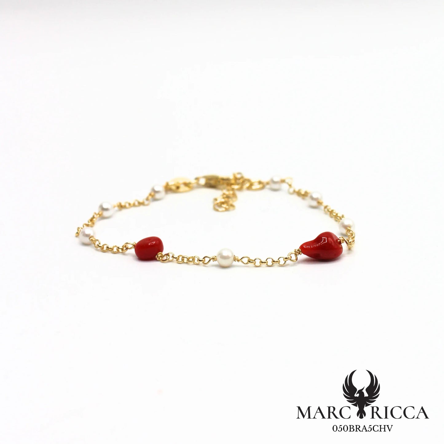 Bracelet vermeil corail et perles nacrées