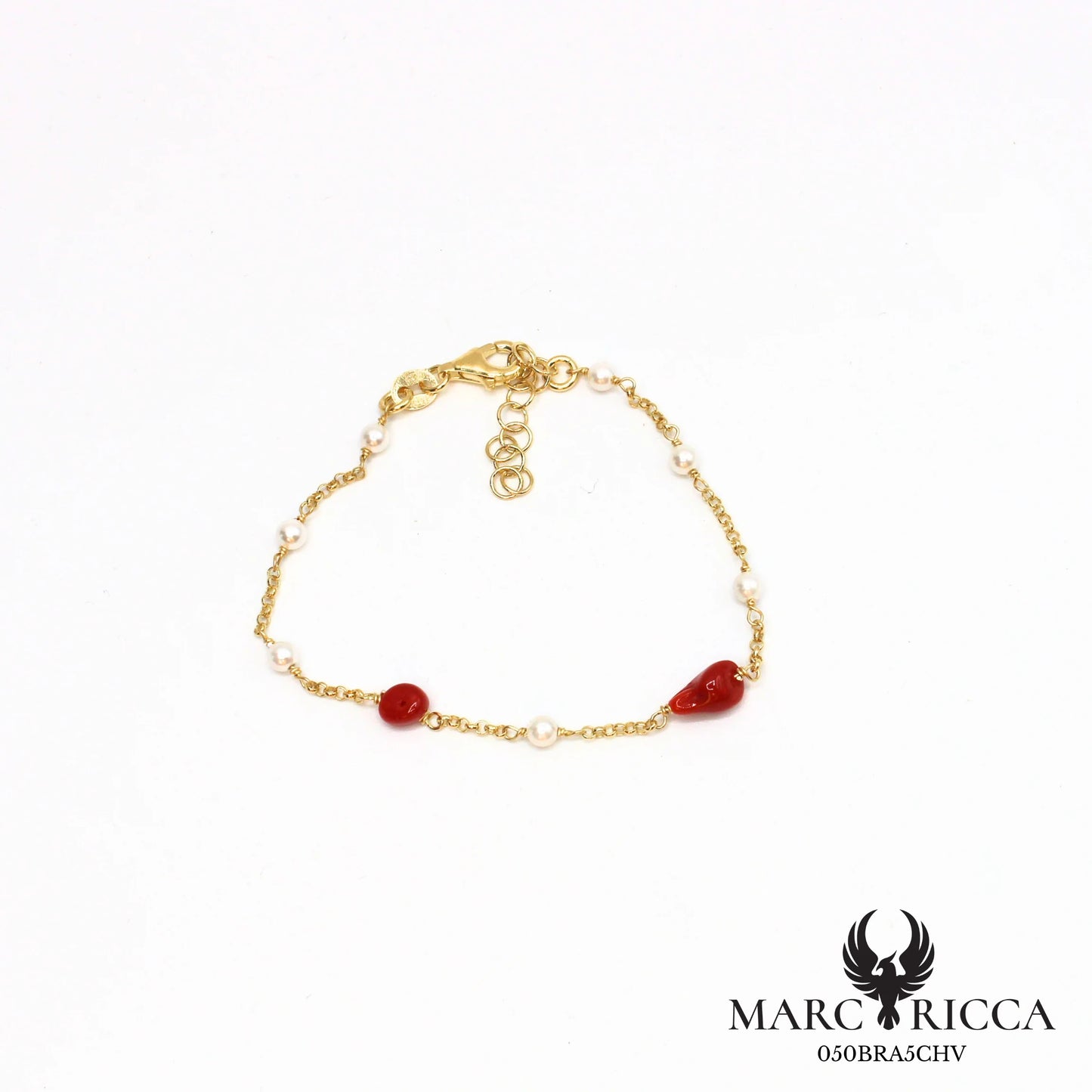 Bracelet vermeil corail et perles nacrées