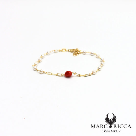 Bracelet vermeil perles nacré et corail