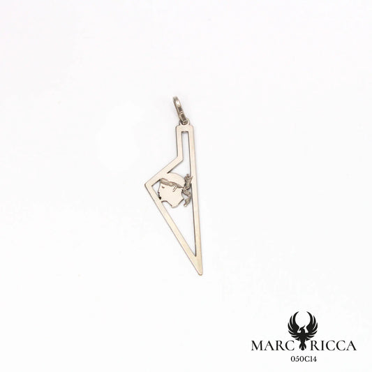 Pendentif corse stylisée avec tête de maure en argent ou vermeil
