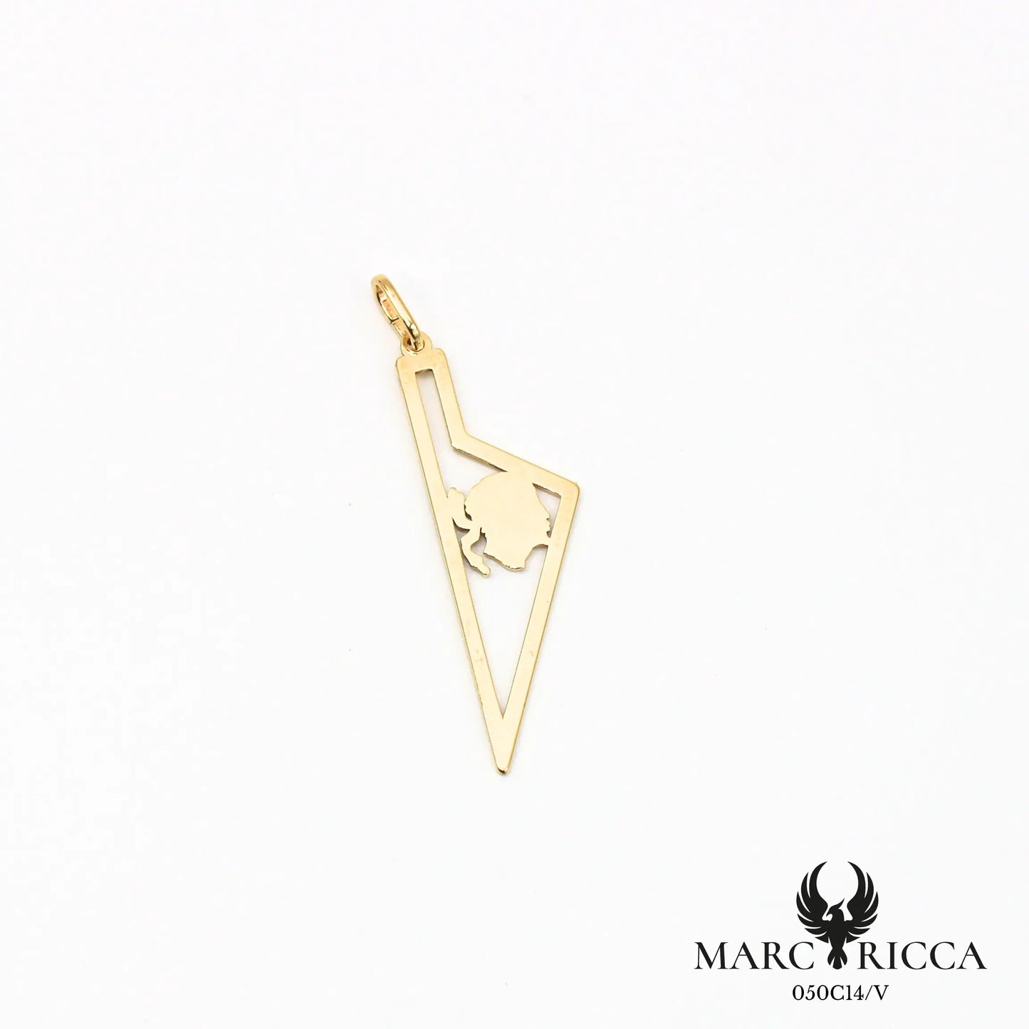 Pendentif corse stylisée avec tête de maure en argent ou vermeil