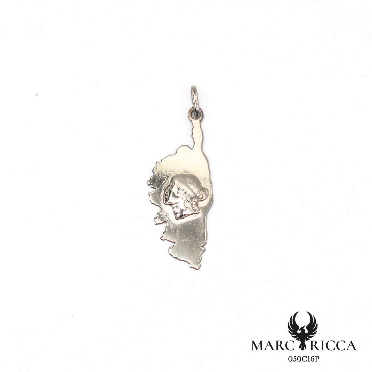Pendentif corse avec tête de maure en relief en argent