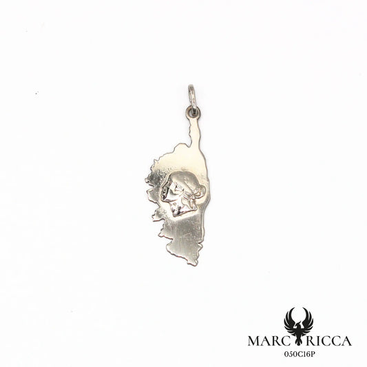 Pendentif corse avec tête de maure en relief en argent
