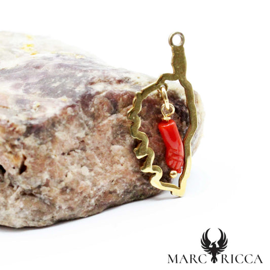 Pendentif Argent Corse & Main en Corail