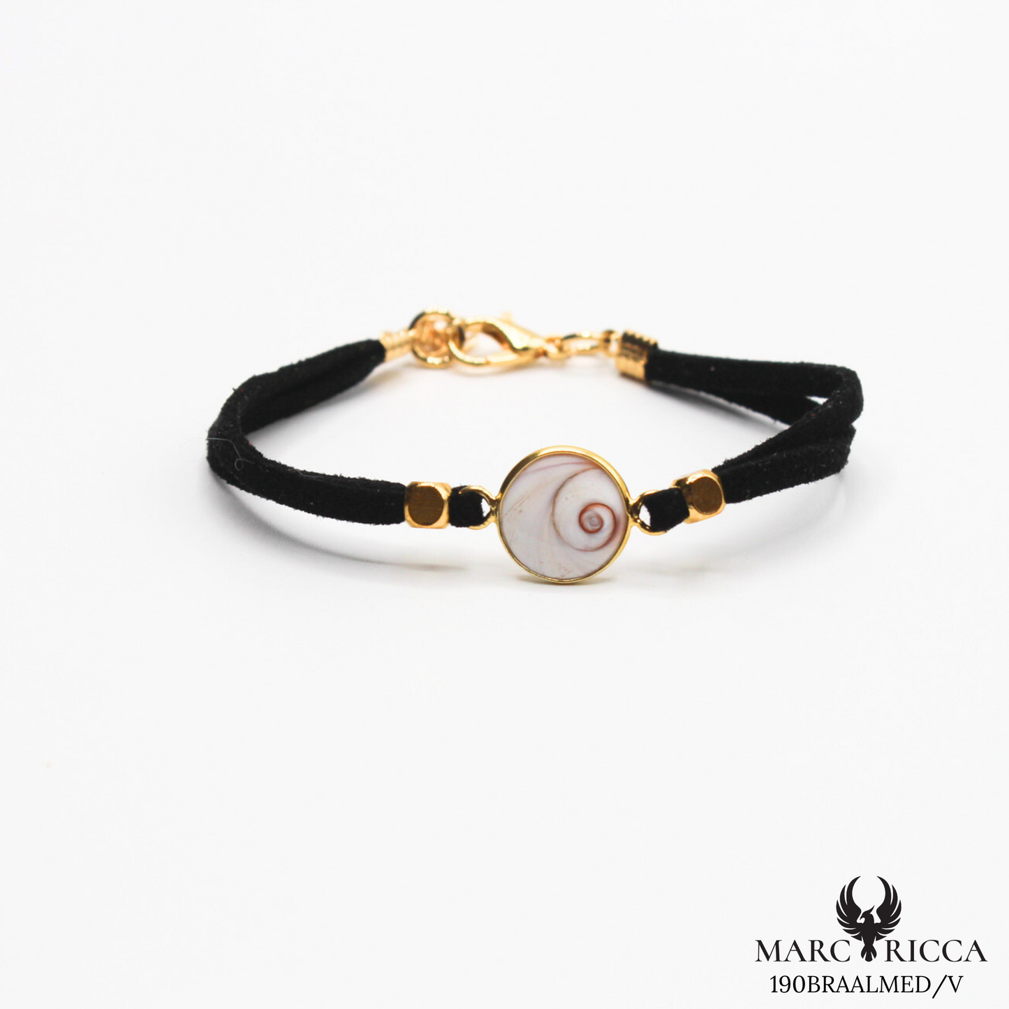 Bracelet en Argent / Vermeil et alcantara avec Œil de Sainte Lucie