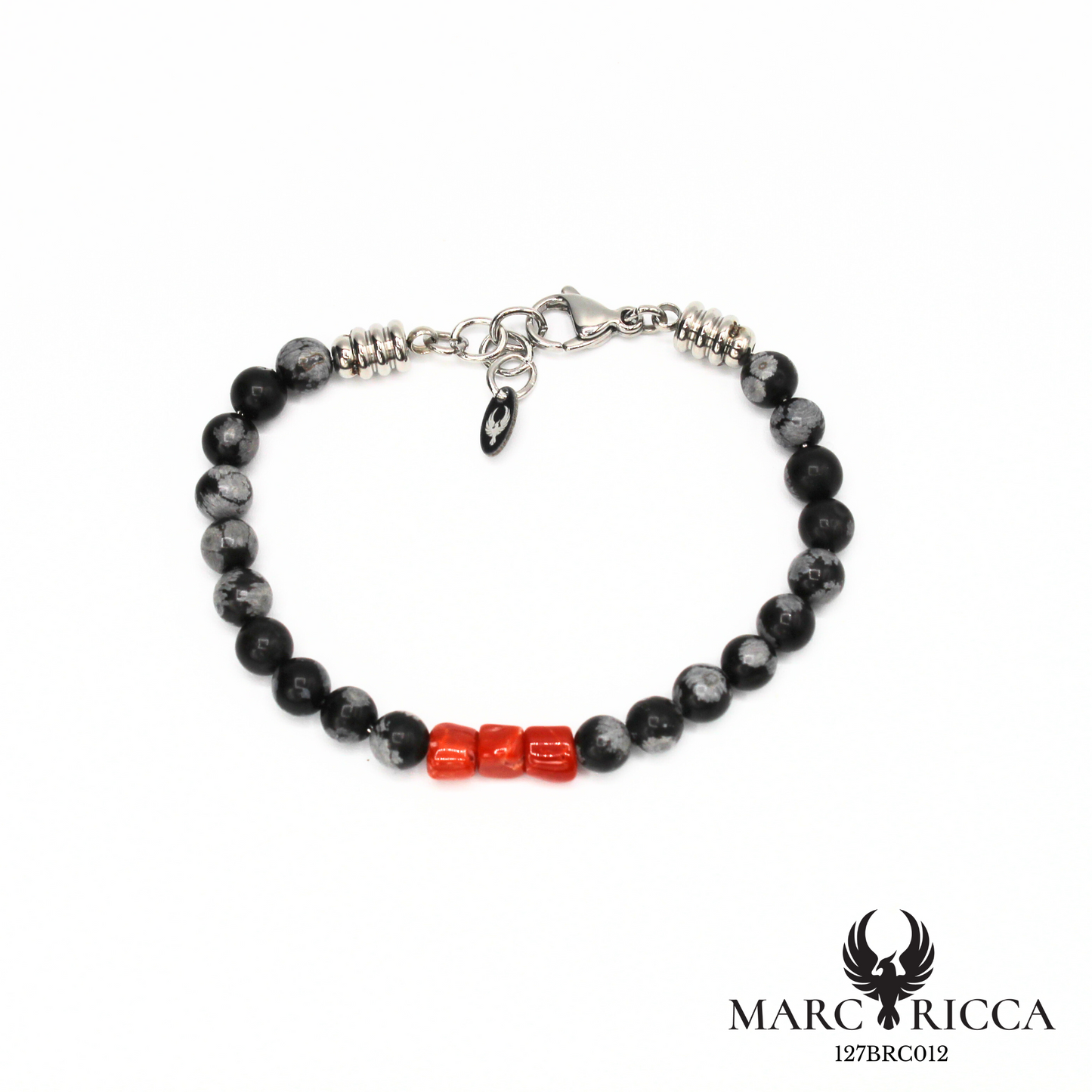 Bracelet pierres et corail en acier