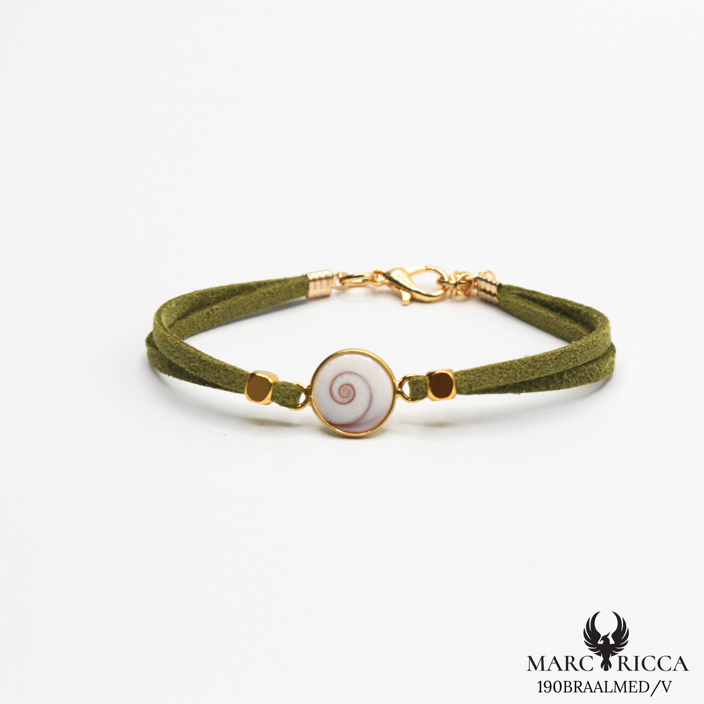 Bracelet en Argent / Vermeil et alcantara avec Œil de Sainte Lucie