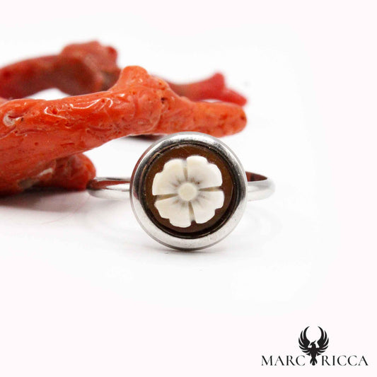 Bague Argent Camée Fleur 2
