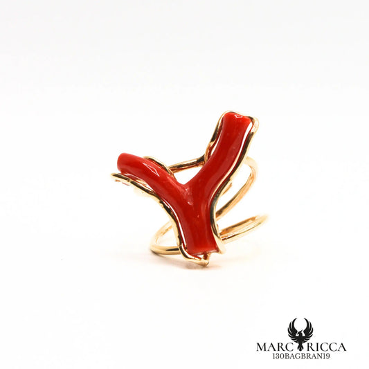 Bague branche de corail en vermeil
