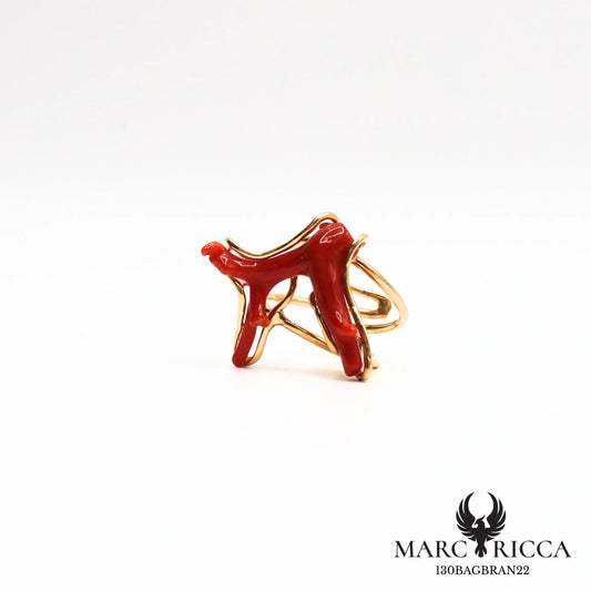 Bague branche de corail en vermeil