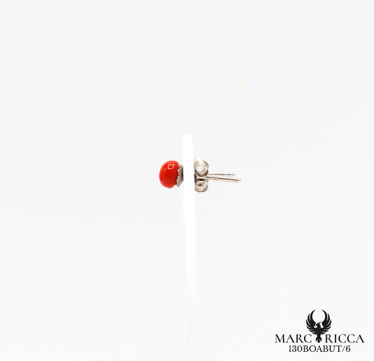 Boucles d'oreilles clous avec perle de corail