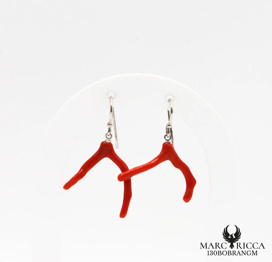 Boucles d'oreilles pendantes branche corail