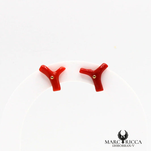 Boucles d'oreilles clous branches de corail