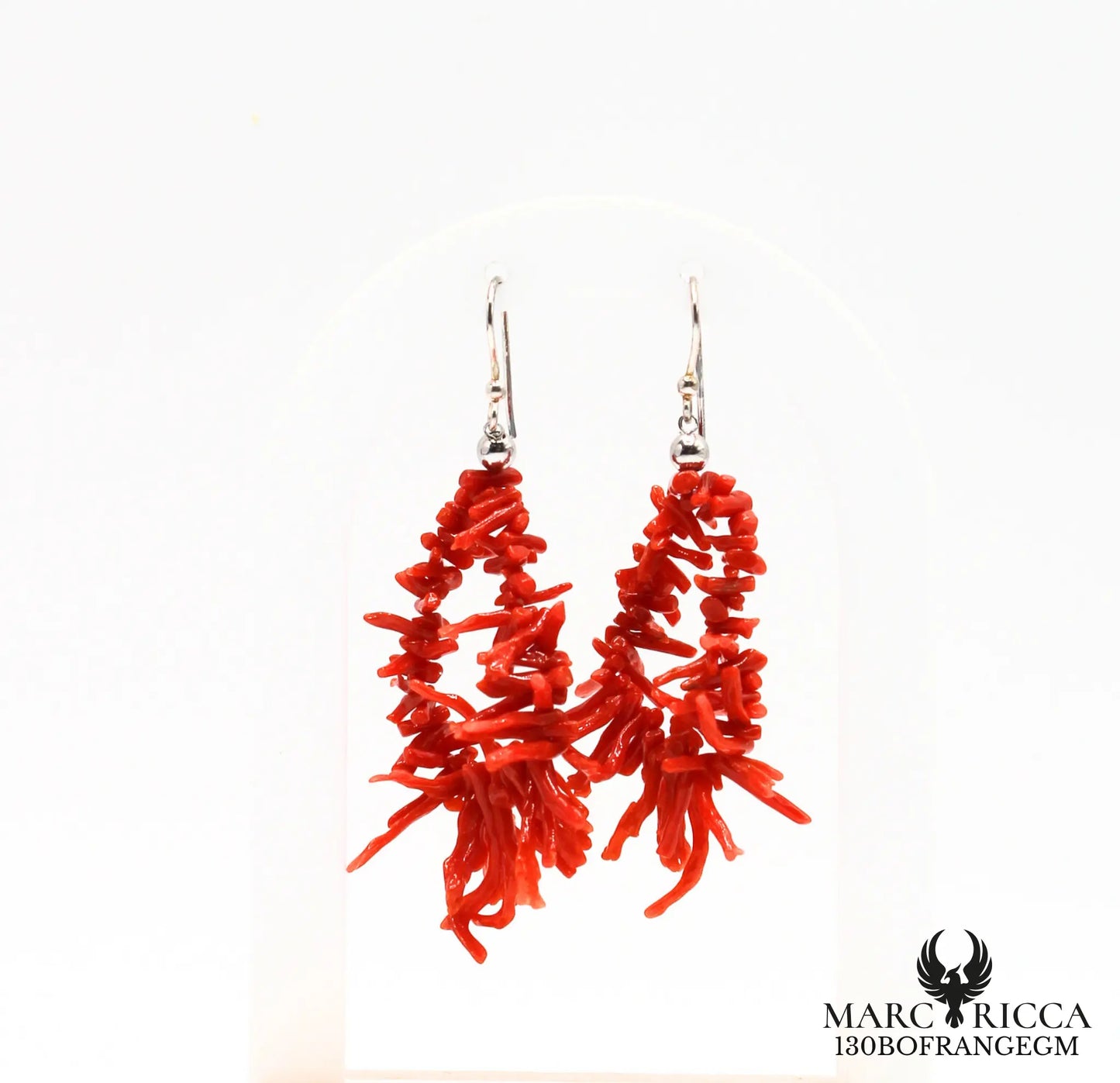 Boucles d'oreilles frange de corail