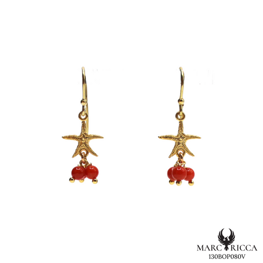 Boucles Argent Corail & Étoile
