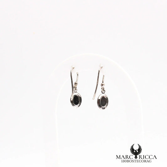 Boucles d'oreilles pendantes cabochon corail en argent