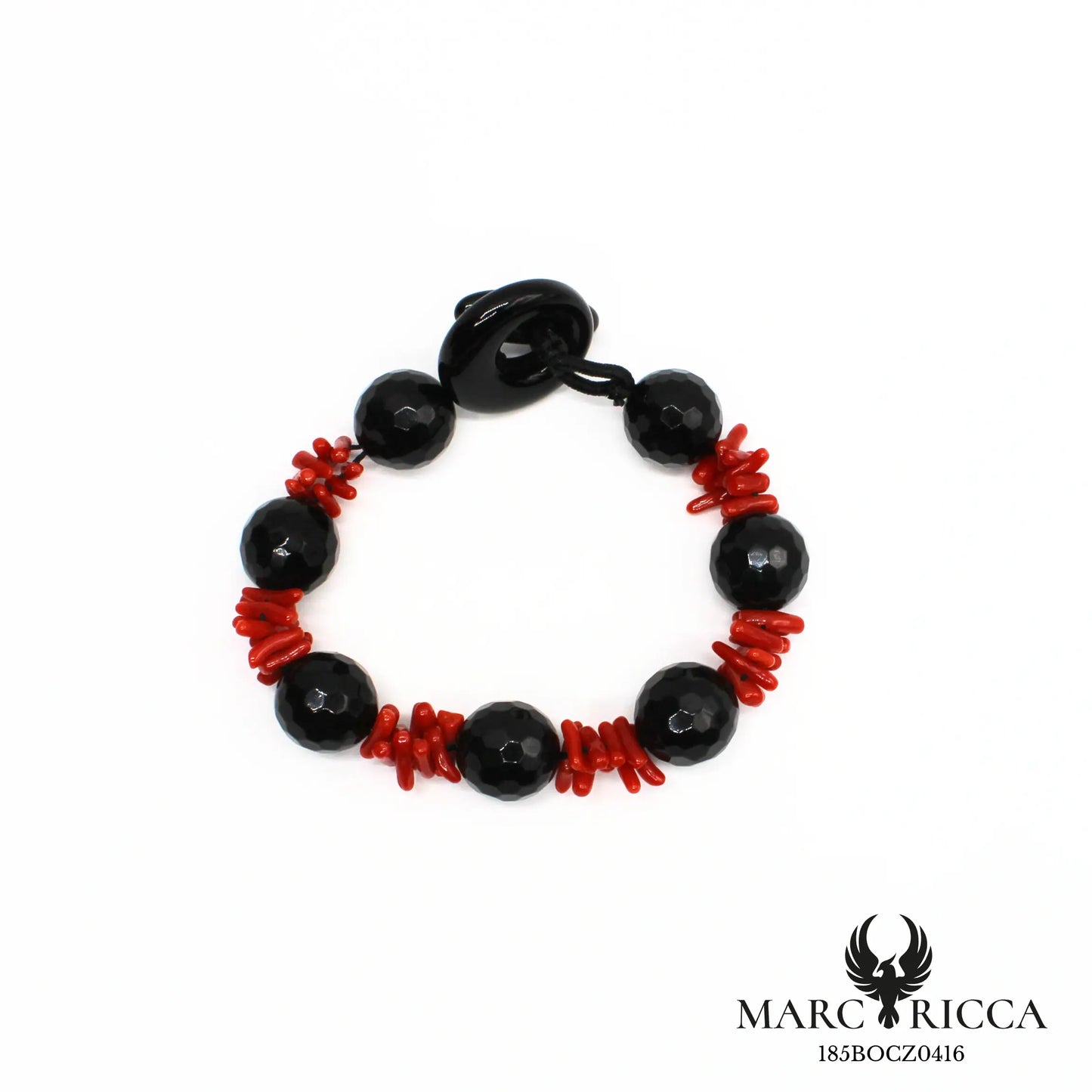 Bracelet corail cupolino et onyx