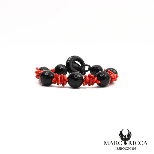 Bracelet corail cupolino et onyx