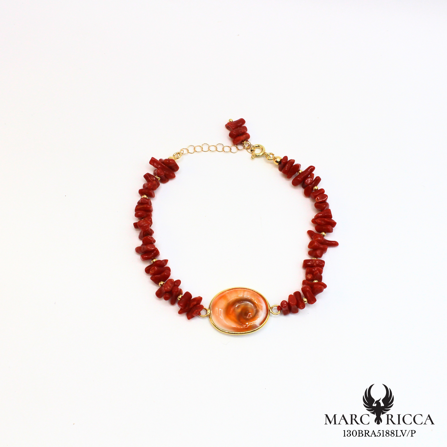 Bracelet corail cupolino Oeil de Sainte Lucie en vermeil