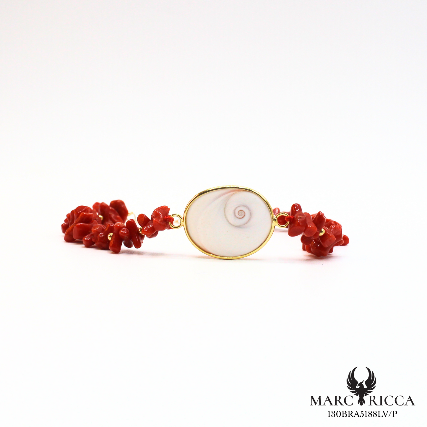 Bracelet corail cupolino Oeil de Sainte Lucie en vermeil