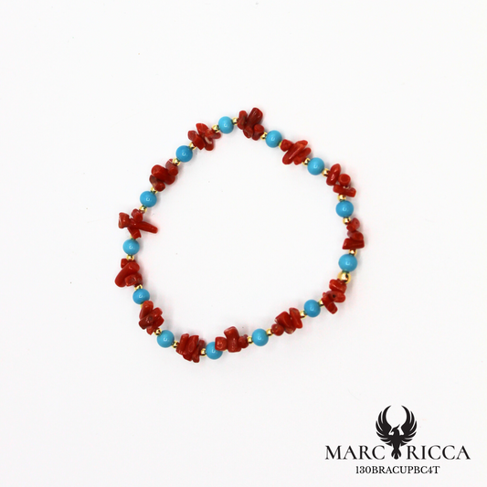 Bracelet élastique corail cupolino avec turquoise ou jade