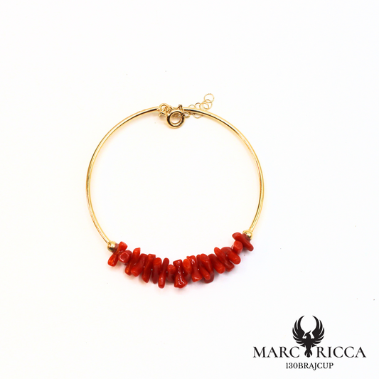 Bracelet jonc en vermeil avec corail cupolino