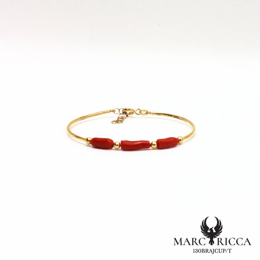 Bracelet jonc avec tubes de corail