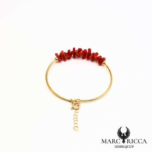 Bracelet jonc en vermeil avec corail cupolino