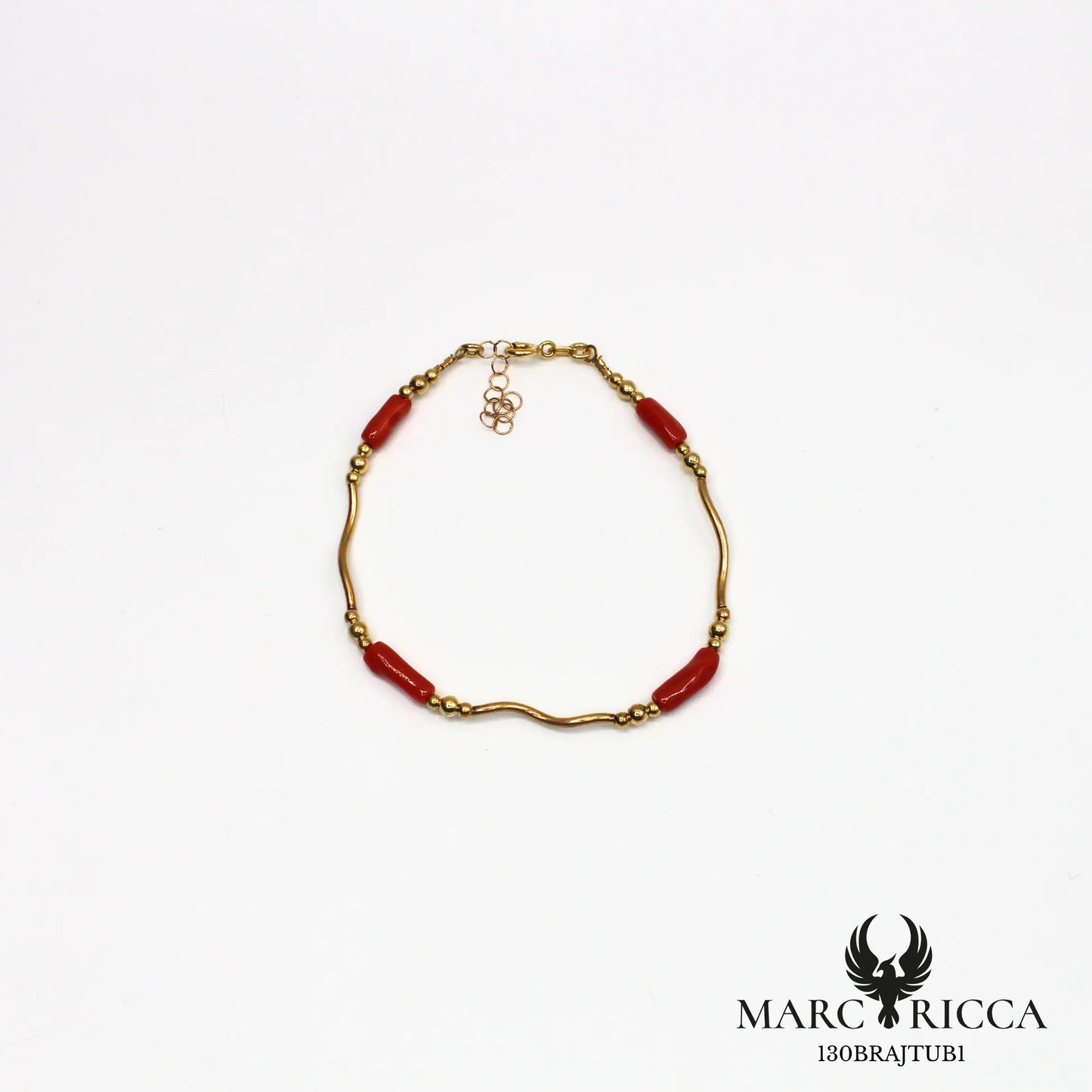 Bracelet en vermeil avec tube de corail