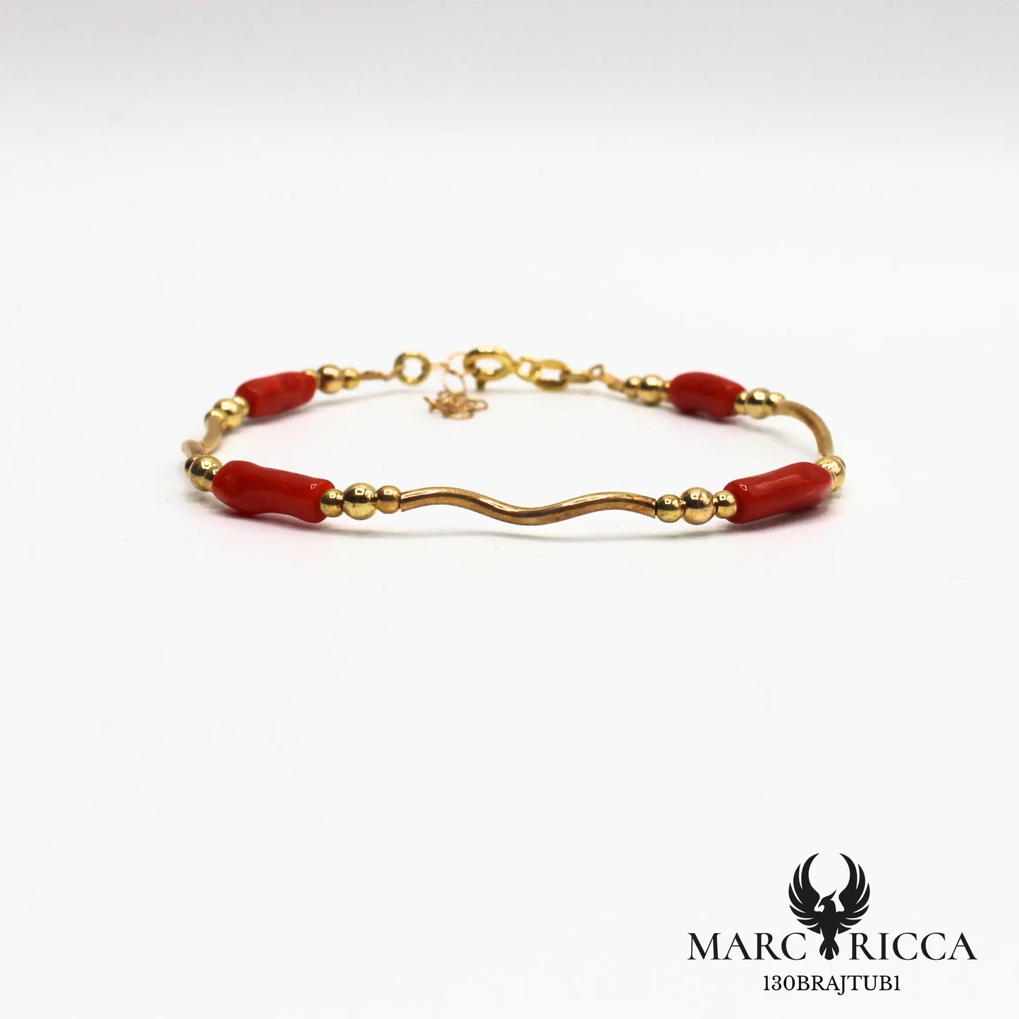 Bracelet en vermeil avec tube de corail