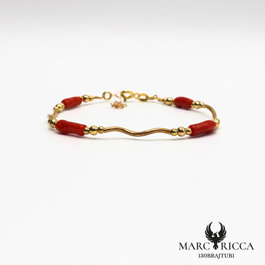 Bracelet en vermeil avec tube de corail