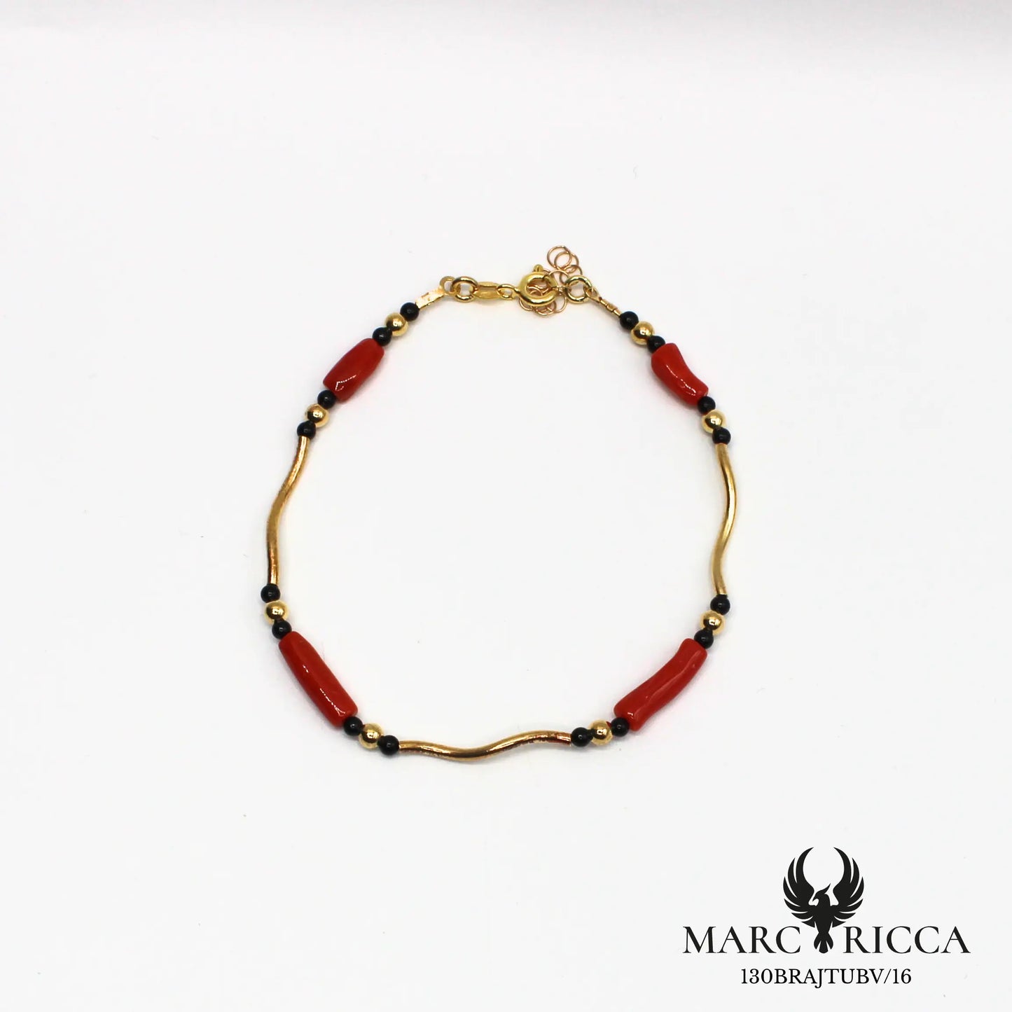 Bracelet en vermeil avec tube de corail