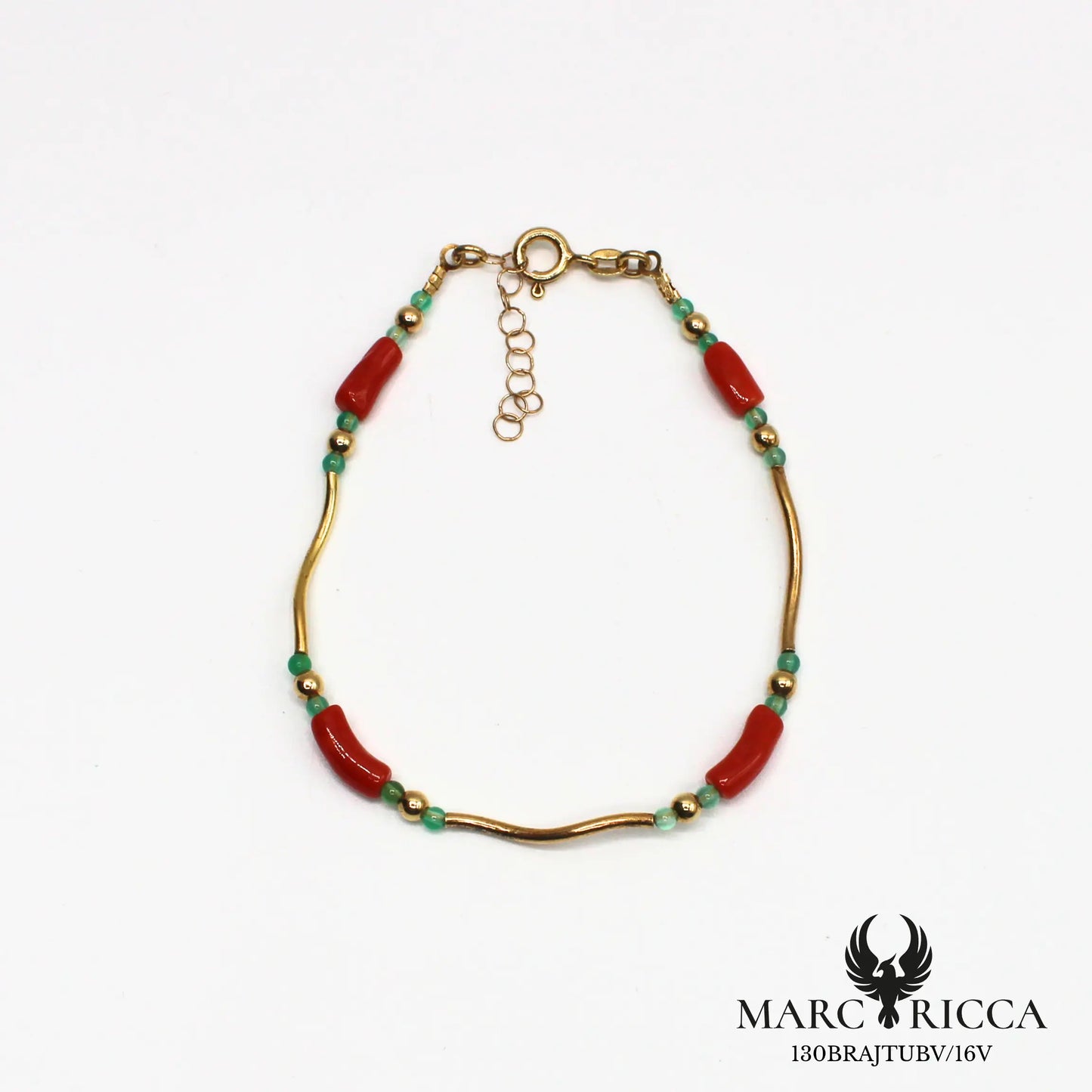 Bracelet en vermeil avec tube de corail