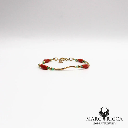 Bracelet en vermeil avec tube de corail
