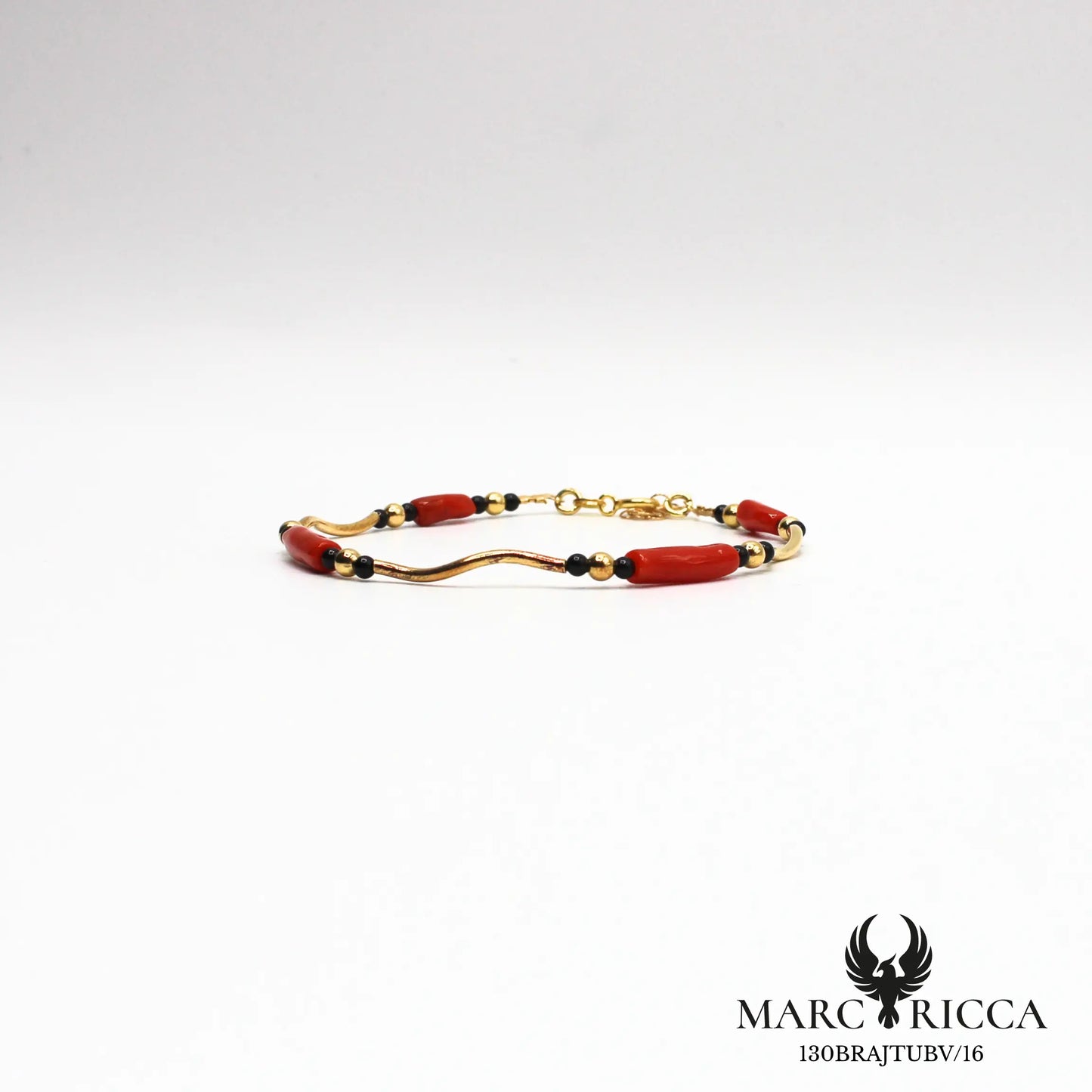 Bracelet en vermeil avec tube de corail