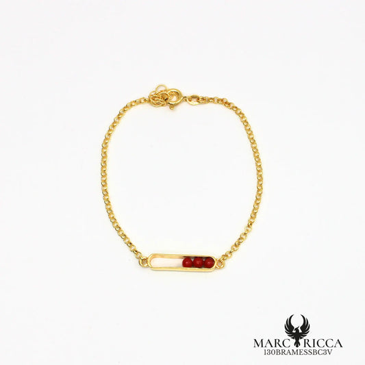 Bracelet chaîne avec 3 perles de corail