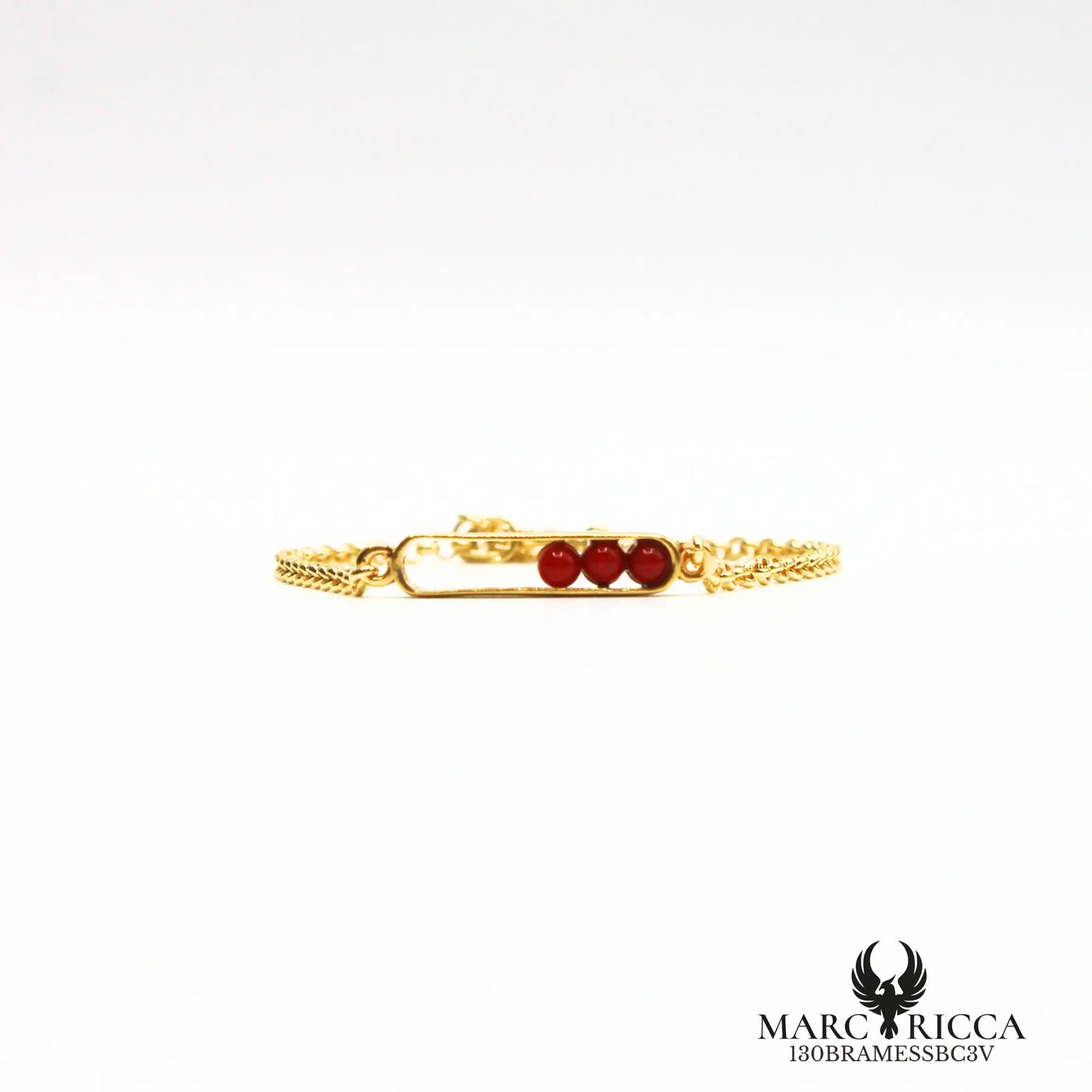 Bracelet chaîne avec 3 perles de corail