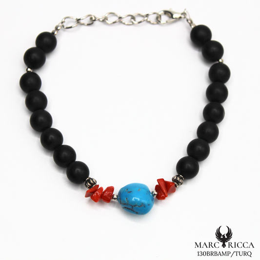 Bracelet acier corail et turquoise